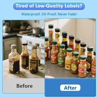 Étiquettes personnalisées en PET autocollantes, imperméables et résistantes à l'huile pour l'emballage des aliments en conserve - Utilisation en supermarché et en vente au détail