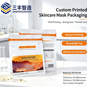 Pochette cosmétique personnalisée imprimée, résistante à l'humidité, pour masque facial, emballage en sachet autoportant - Product Image 2