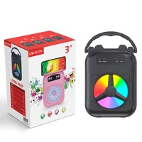 Speaker Subwoofer Portabel 5.0 RGB untuk Penggunaan Luar Ruangan dan Rumah, Ukuran Kecil, Persegi, Speaker Desktop untuk Menari, Radio FM, TWS Pairing