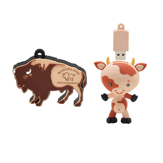 New USB 2.0 Custom 3D Animal Cartoon Cow Flash Drive Souvenir 1GB-64GB Capacity 32GB Option 2-Year Warranty Class A/Branded Chip