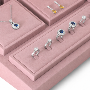 WEIMEI Présentoir à bijoux multicouche en velours rose poudré, support pour montres, bagues et colliers, pour boutique, magasin de cadeaux, ensemble de présentation de bijoux - Product Image 5
