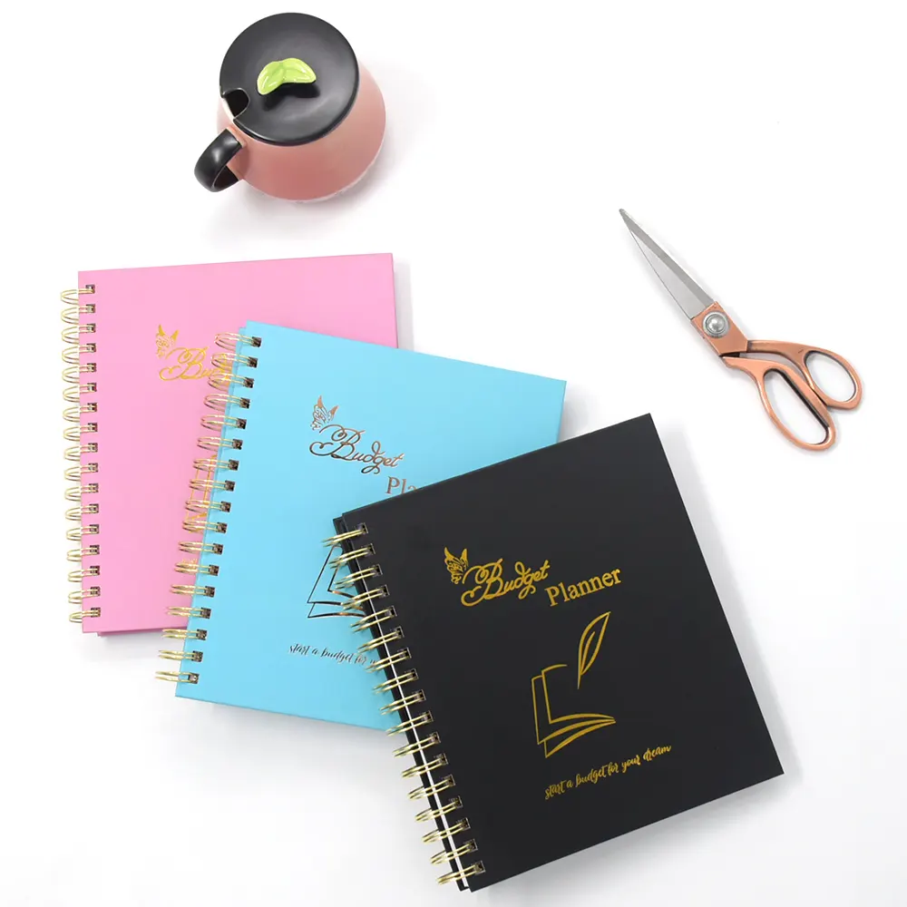Cuaderno de diseño personalizado con bolsillo, cuaderno de diseño de tapa dura, espiral, muestra gratis, 2022-2023