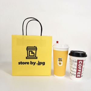 Bolsas de Papel Kraft Reciclado Personalizadas al por Mayor para Llevar, Impresión Offset, Logotipo Personalizado para Comida, Cafeterías, Sushi, Ensaladas, Leche - Product Image 1