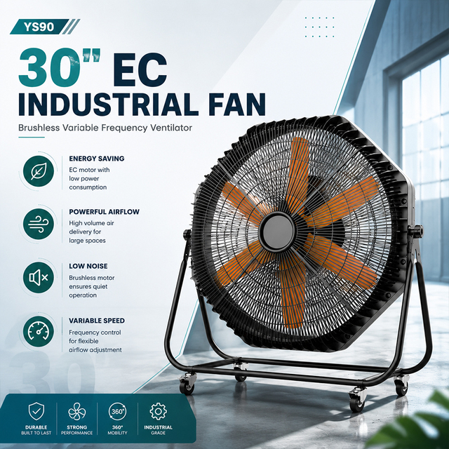 Best Seller EC Motor 180-240V 50/60Hz 6 Blades 7 Speed Control Industrial Fan Heavy Duty for Factory Ventilation