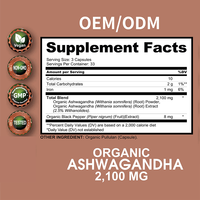 Suppléments à base de plantes Huile de graines noires de mousse de mer biologique Poudre d'extrait de racine d'Ashwagandha Capsules Kapseln Ashwagandha