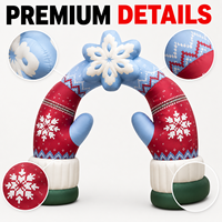 Arche gonflable sur mesure sur le thème de la neige et de l'hiver, avec gants et décorations, pour promotion de Noël, carnaval, vacances et comme arrière-plan photo pour activités sur le thème de la glace et de la neige