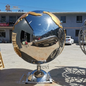 Sculpture en métal globe terrestre abstrait TREVI en acier inoxydable pour la <span class=keywords><strong>maison</strong></span>, le jardin extérieur - En solde - Product Image 3