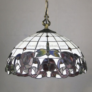 LongHuiJing 16-Inch Tiffany-Style 2-Light Victorian Stained Glass Pendant Light for Kitchen - Product Image 3