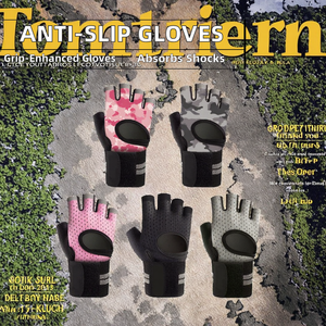 Customized Summer Half Finger Fitness Gloves Anti-Slip Wear Resistant with Shock Absorbing Silicone Printed Pattern Sports Style - Product Image 2