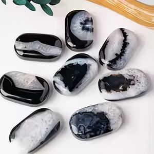 Vente en gros de pierres ovales en agate noire naturelle, polies à la main, pour la guérison spirituelle, décoration intérieure unique et cadeaux de vacances - Product Image 2