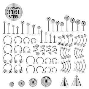 Tamaño personalizado DIY de acero inoxidable chapado en oro pendientes de tuerca bola hilo interno pendientes nariz labio moda Piercing joyería - Product Image 3