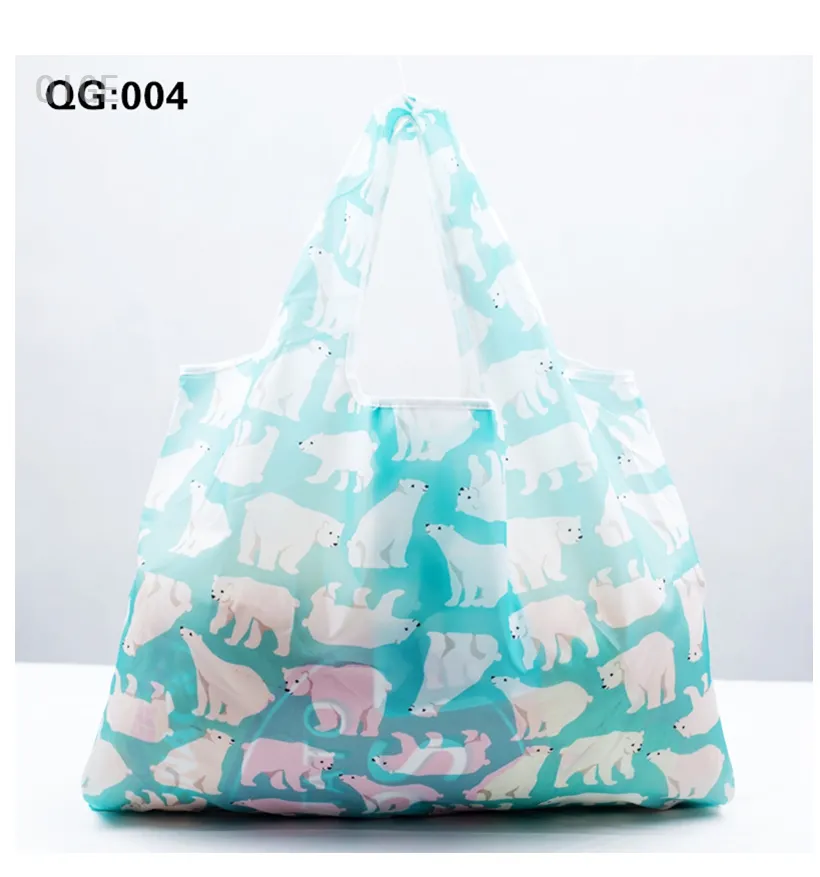 2023 hot sale big size 210D oxford Foldable shopping Bag Reusable Full Printing Bag