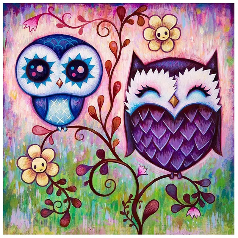 Petite taille dessin animé hibou diamant peinture kit bricolage diamant art peinture kit point rond mosaïque art peinture