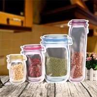 Sachets réutilisables Mason Jar Sacs Alimentaires Noix Bonbons Pochette Ziplock Emballage Pe Joint Étanche Cuisine Frais Stockage Organisateur Sac