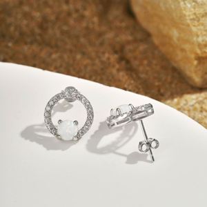 Pendientes de Aro Elegantes de Plata S925 Hipoalergénicos Dylam con Diamantes y Circonita 5A, Ópalo Sintético para Mujer - Product Image 6