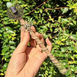 Varita mágica de brujería tallada, palo de hadas de cristal crudo, mago de piedras preciosas, accesorios de Cosplay de Halloween, colección de bruja hechicera - Product Image 4