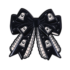 Punk Fledermaus Schleife Emaille-Anstecknadeln Gruseliges Skelett Spinne Brosche Reversnadel Halloween-Schmuck Geschenk für Freunde - Product Image 5