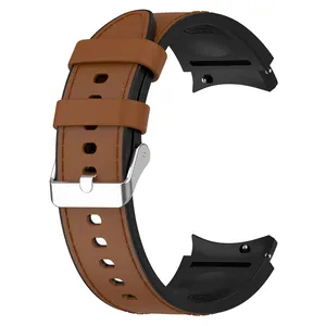 No Gaps Gummi Silikon Leder Armband für Samsung Galaxy Watch 6 5 4 Classic 40mm 44mm