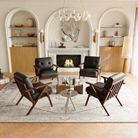 Fauteuil d'appoint de bureau moderne en chêne, style Mid-Century, avec accoudoirs, pieds coniques, rembourrage en mousse, pour salon, salle d'attente, mobilier de maison