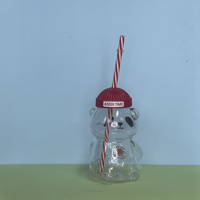 Botella de Plástico PET de Grado Alimenticio de 350 ml con Forma de Panda, Linda y Vacía, con Tapa de Rosca para Jugos, Té de Burbujas, Refrescos y Bebidas Energéticas - ¡Gran Oferta!