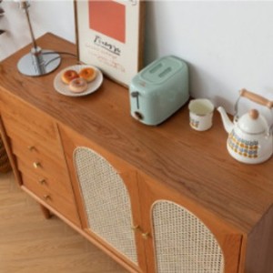 Cocoa <b>Sideboard</b> Solid Cherry Wood Rattan Cabinet Nordic Style <b>Storage</b> Cabinet For Dining Room - Product Image 2