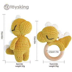 Peluche de <span class=keywords><strong>dinosaure</strong></span> mignonne à pattes courtes - <span class=keywords><strong>Dinosaure</strong></span> de dessin animé fait main au crochet pour enfants, jouet pour enfants hypoallergénique fait main au crochet - Product Image 1