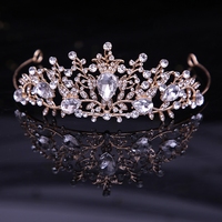 Diadème de couronne de cristal de mode chaude pour les filles accessoire de cheveux de princesse en métal doré avec pierre de strass pour les anniversaires Pageants