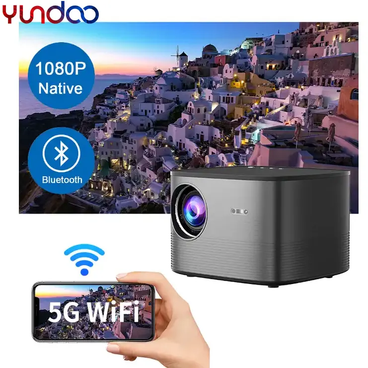 YUNDOO F18 Smart Android Wifi 3D 4K Proyector Video Home Theater 1080P LED LCD Proyector para móvil