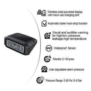 Système de surveillance de la pression des pneus TPMS numérique sans fil alimenté par énergie solaire 8BAR 99PSI, 2 à 10 capteurs, voiture, <span class=keywords><strong>camping</strong></span>-<span class=keywords><strong>car</strong></span>, remorque, caravane - Product Image 3