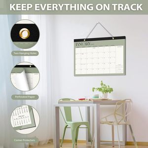 <span class=keywords><strong>Calendrier</strong></span> de bureau/mural 2026, grand format, mensuel, janvier-juin 2027, 17" x 12", planificateur scolaire, <span class=keywords><strong>calendrier</strong></span> imprimé, logo personnalisé pour les enseignants - Product Image 3