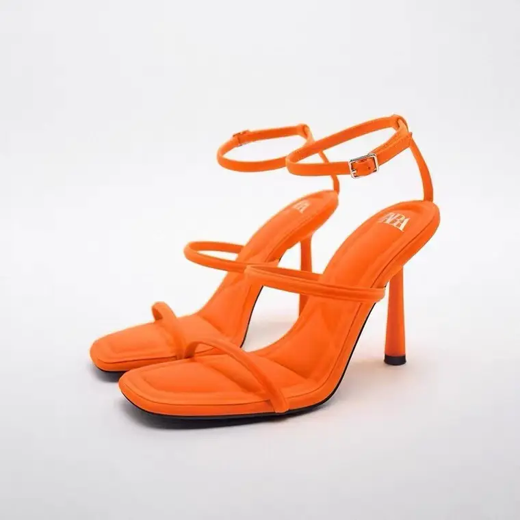Summer Designer Brand Shoes Women's Square Toe Sandals Stiletto Ladies Sexy High Heeled Sandals Pumps