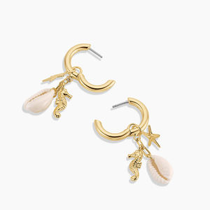 Gemnel新しい到着18Kゴールド天然シェルペンダントイヤリングファッションアイテム休暇と旅行のための多彩なイヤリング - Product Image 4