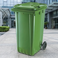 Poubelle mobile à deux roues en HDPE de 240 L, bac de recyclage extérieur vert