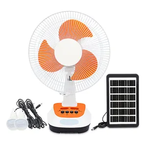 12-16 Inch Rechargeable LED Fan Solar Table Fan With Multifunction Charger Solar Table Fan