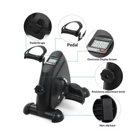 Mini pédalier d'exercice portable sous le bureau avec piles bouton pour la maison/la salle de sport, fitness et récupération des jambes/bras, écran LCD