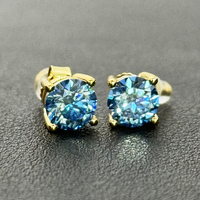 Nouvelle tendance Moissanite Lab diamant boucle d'oreille femmes hommes cadeaux coloré bleu vert rose plaqué or 14K 925 clous d'oreille en argent Sterling