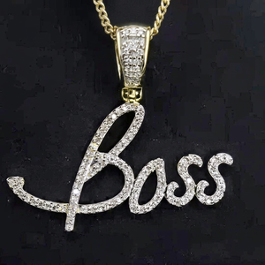 Real Moissanite 2.30CT Brilliant Cut Custom <b>Name</b> Charm Pendant Sterling Silver Gold Plated 14K Yellow Tishya Diamond Women's - Product Image 5
