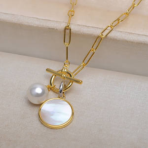 Conjunto de Cadena Gruesa de Plata S925 con Colgante de Concha Barroca para Hombre y Mujer, Collar 4357, Colgantes y Dijes de Moda - Product Image 2