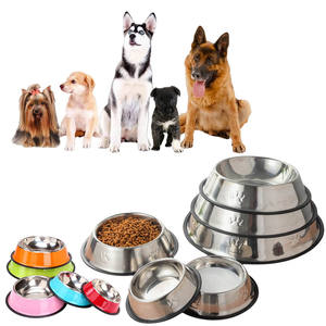 टिकाऊ धातु जंग प्रतिरोधी एंटी स्किड रबर बेस फूड ग्रेड बीपा मुक्त सूखी और गीले पालतू भोजन पानी कटोरे स्टेनलेस स्टील कुत्ते कटोरे - Product Image 1