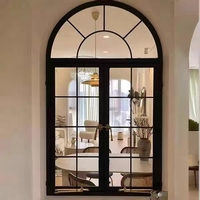 Ventanas abatibles en forma de arco con diseño de rejilla retro arqueada de estilo europeo para edificios históricos
