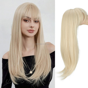 Perruques synthétiques en gros <span class=keywords><strong>avec</strong></span> frange pour femmes, base mono en soie, postiche <span class=keywords><strong>avec</strong></span> clip pour cheveux fins - Product Image 3