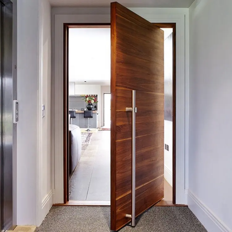 Современная внешняя Поворотная коричневая дверь из массива дерева входной двери европейской и американской виллы Спроектирована по индивидуальному заказу