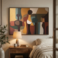 Peinture à l'huile géométrique colorée 100% peinte à la main sur toile, peinture murale abstraite, art minimaliste contemporain, décoration moderne pour la maison