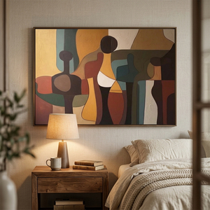 Dipinto a Olio Geometrico Colorato 100% Fatto a Mano su Tela, <span class=keywords><strong>Pittura</strong></span> Astratta da Parete, Arte Contemporanea Minimalista, Decorazione Moderna per la Casa - Product Image 3