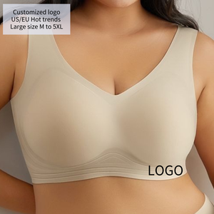 5xl Nahtlose kabellose atmungsaktive weiche Spandex U-Rücken verschlüsse Jelly Strip Cup BH Xxxx L Plus Size Deep Cup Soutien Gorge BHs - Product Image 1