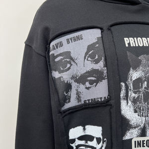 Haute qualité Dtg imprimé Boxy pull à capuche personnalisé poids lourd recadrée à capuche coton Patchwork brodé sweats à capuche surdimensionnés - Product Image 3