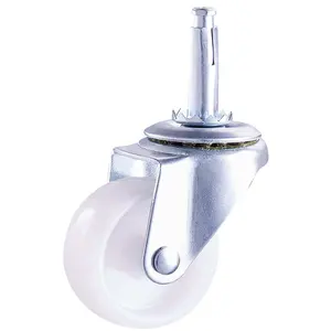2 inch Low profile nylon wheel caster 50mm white plastic castorwheels with pivot and socket for wooden use