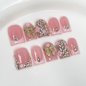 <span class=keywords><strong>Uñas</strong></span> postizas acrílicas 3D de pato, cortas y cuadradas, hechas a mano, 10 unidades, de diseño, <span class=keywords><strong>para</strong></span> aplicación fácil, al por mayor - Product Image 3