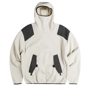 Hoodie bertudung wajah penuh desain kustom kustom Sherpa kantong samping hoodie kualitas tinggi Sweatshirt bertudung