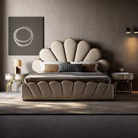 Ensembles de meubles de chambre à coucher modernes et luxueux, lit mural Murphy, échantillon de lit king size, ensemble de chambre à coucher pour adultes, lits doubles en cuir personnalisés